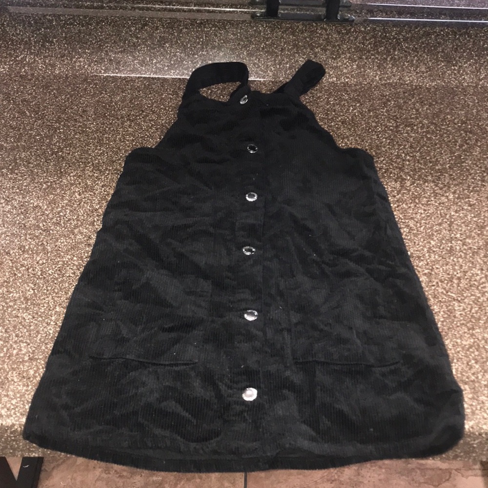Girls black corduroy skirt overalls